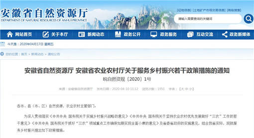安徽省提出服务乡村振兴若干措施