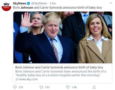 英国首相女友诞下男婴！一名官二代高调出生