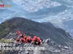 森林消防员在凉山火场近70度陡坡挺进！经过中坝村村民迎接孩童致敬