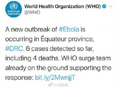 刚果暴发第11轮埃博拉疫情！目前已有6名感染者，其中4人已死亡！