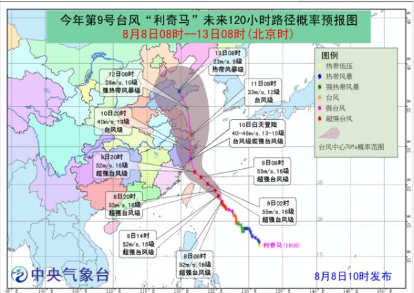 2019年最强台风“利奇马”来袭！将路径哪些地区？（附路线图）