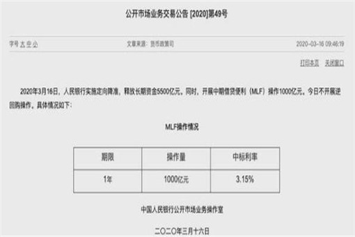 央行1000亿MLF具体是怎么回事？能起到什么作用？MLF是什么意思？