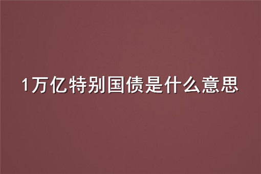 1万亿特别国债是什么意思