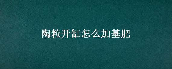 陶粒开缸怎么加基肥？基肥与陶粒的施肥方法