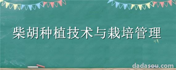 柴胡种植技术与栽培管理