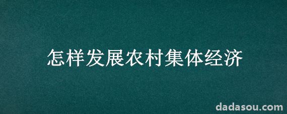 怎样发展农村集体经济