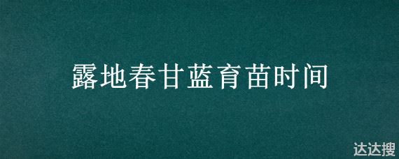 露地春甘蓝育苗时间