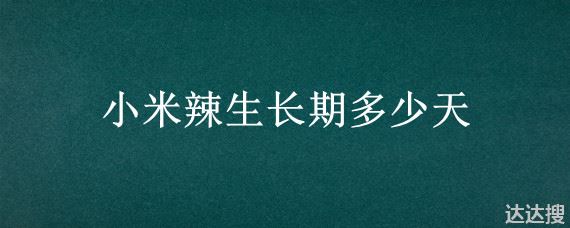 小米辣生长期多少天