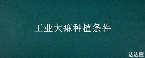 工业大痳种植条件 工业大麻种植技术