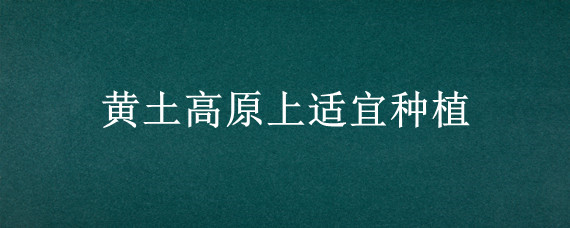 黄土高原上适宜种植