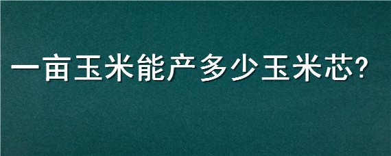 一亩玉米能产多少玉米芯