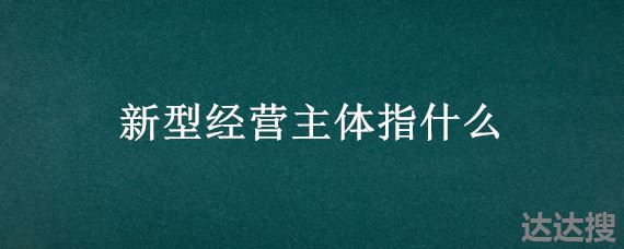 新型经营主体指什么