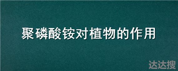 聚磷酸铵对植物的作用