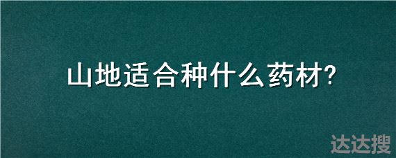 山地适合种什么药材
