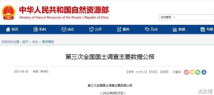 《第三次全国国土调查主要数据公报》发布