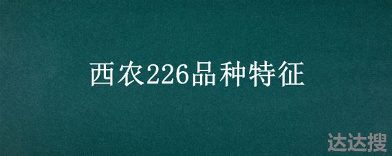 西农226品种特征，西农226小麦品种特征特性